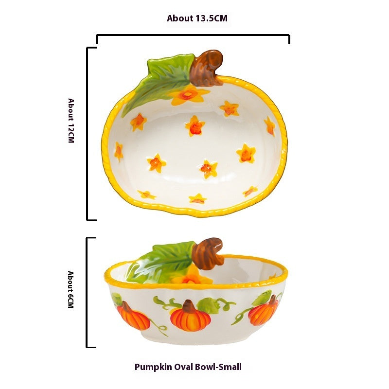 Pumpkin Bowl Tableware Suit Noodle Bowl Plate Dishes Household