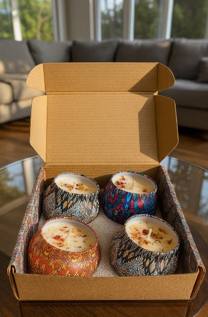 Decorative Floral Scented Tin Candles
