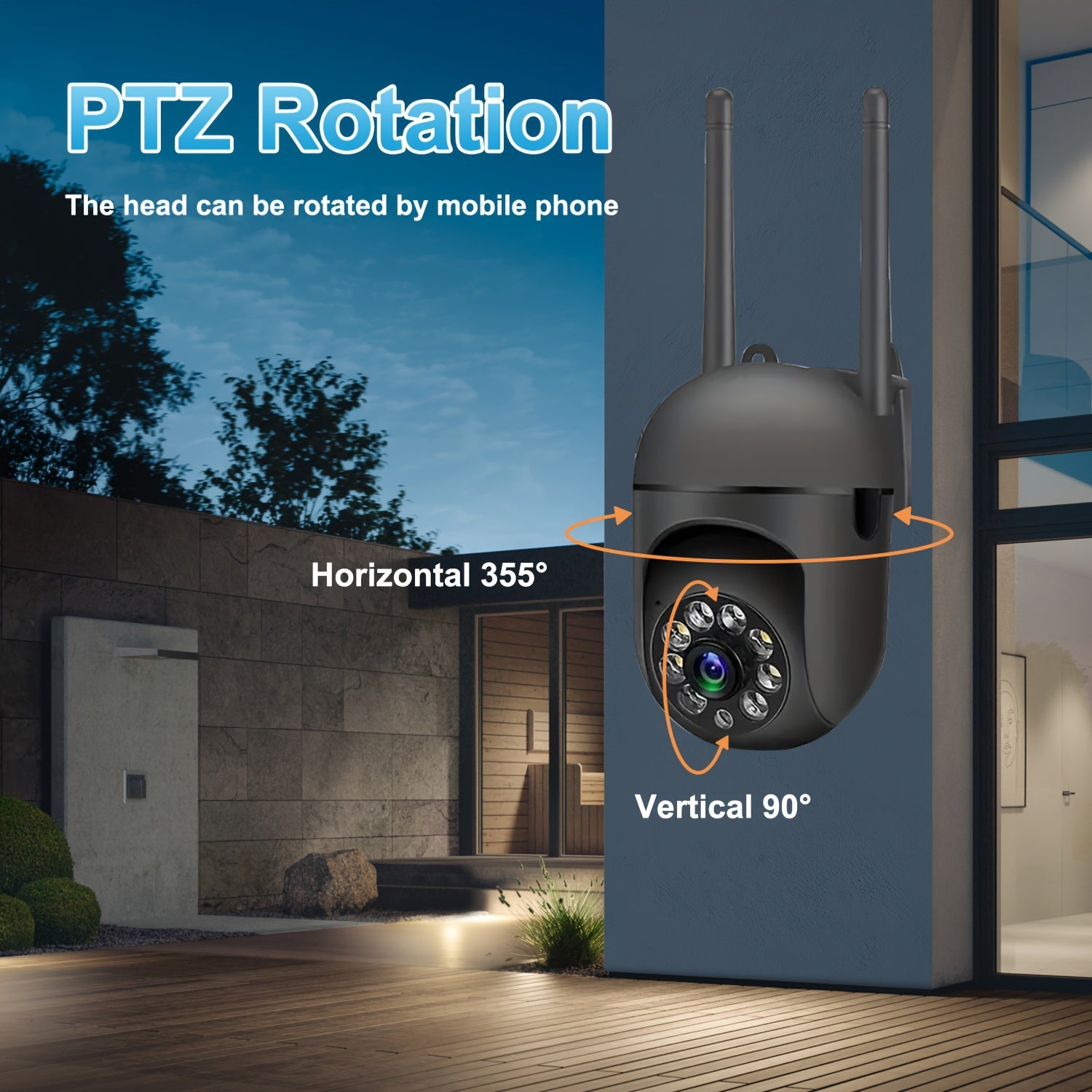 360 degree wireless outdoor security camera with night vision