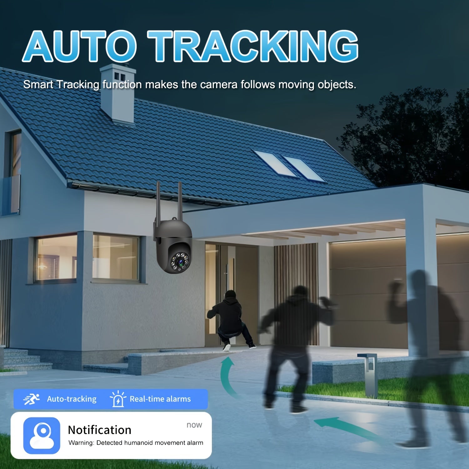 360 degree wireless outdoor security camera with night vision.