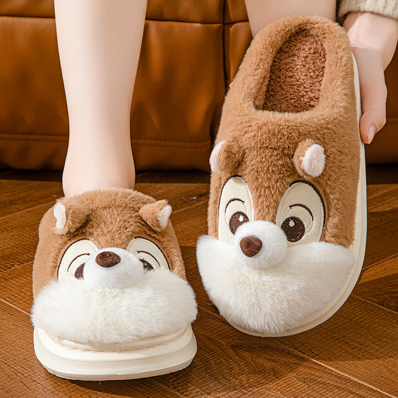 Cute Squirrel Home Decor Slippers – Cozy & Warm Indoor Comfort