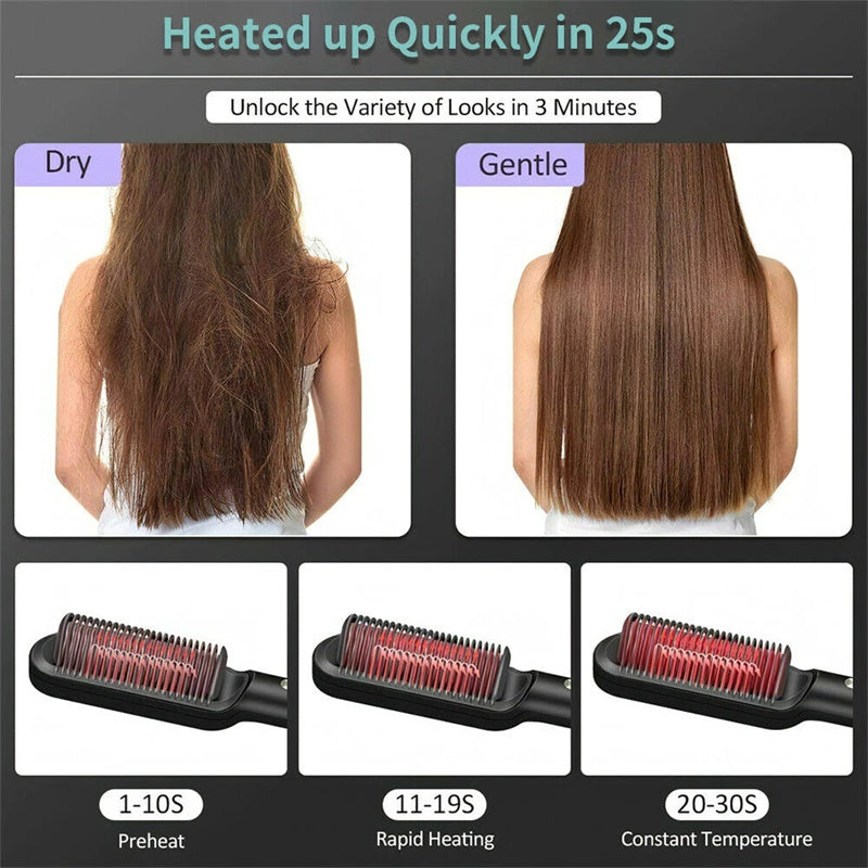 2-in-1 Ionic Hair Straightener & Curling Brush