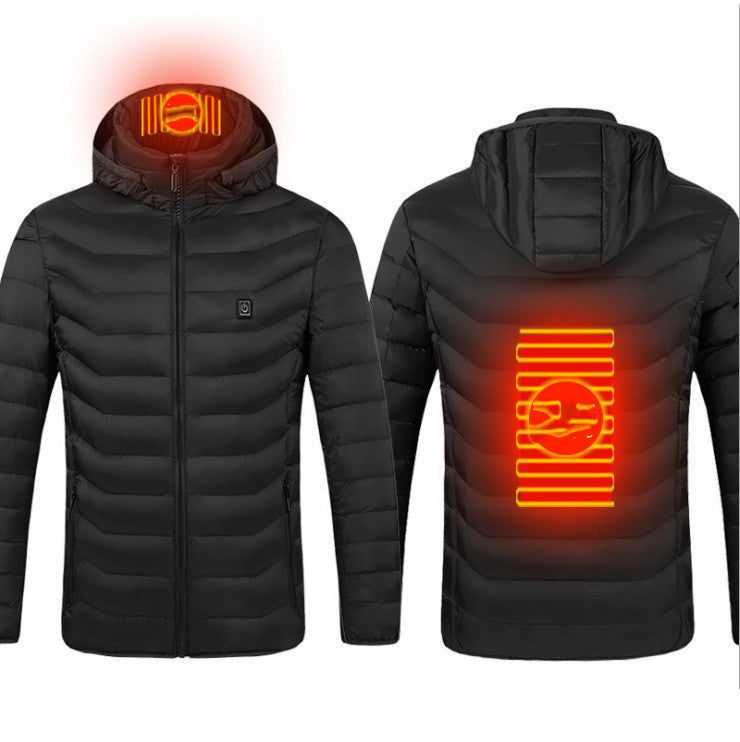 Winter Heated Jacket USB Electric Cotton Coat Zip-up Heater Thermal Clothing Heating Vest For Men