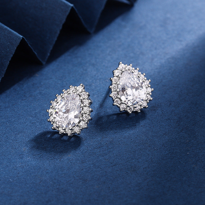 Water Drop Pendant Necklace Ring Stud Earrings Three-piece Set