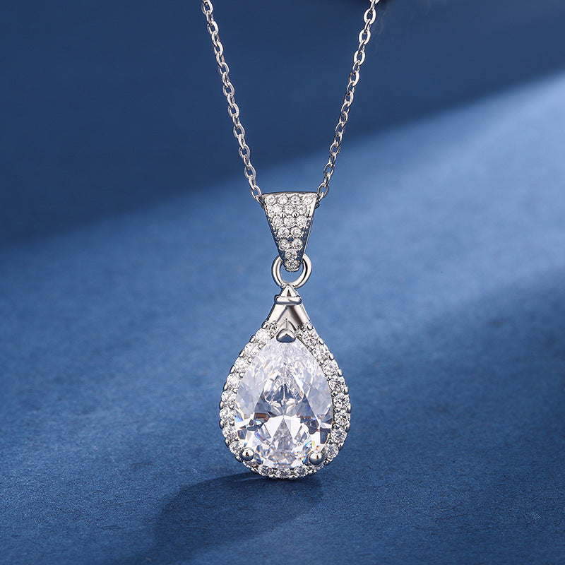 Water Drop Pendant Necklace Ring Stud Earrings Three-piece Set