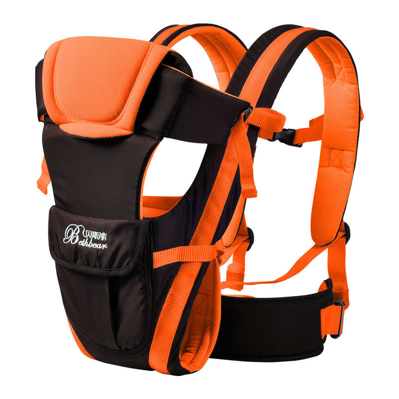 Ergonomic baby carrier with hip seat for back pain relief.