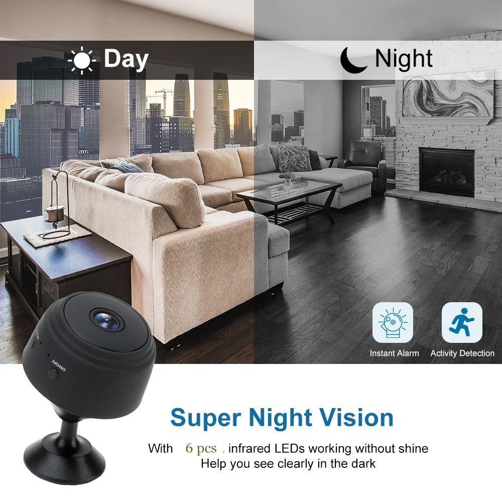 A9 mini magnetic security camera with 1080p night vision.