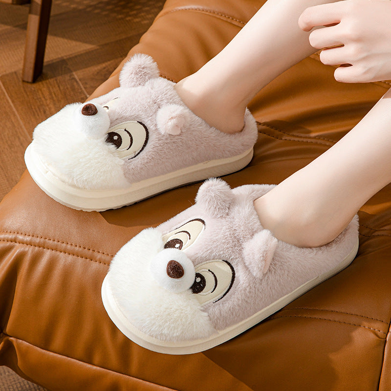 Cute Squirrel Home Decor Slippers – Cozy & Warm Indoor Comfort