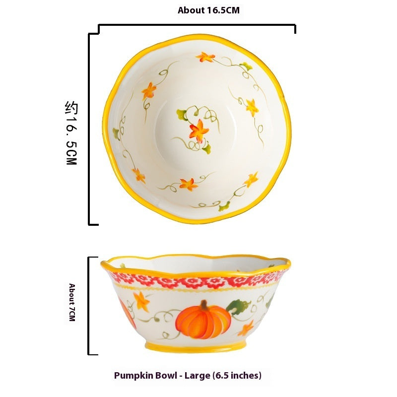 Pumpkin Bowl Tableware Suit Noodle Bowl Plate Dishes Household