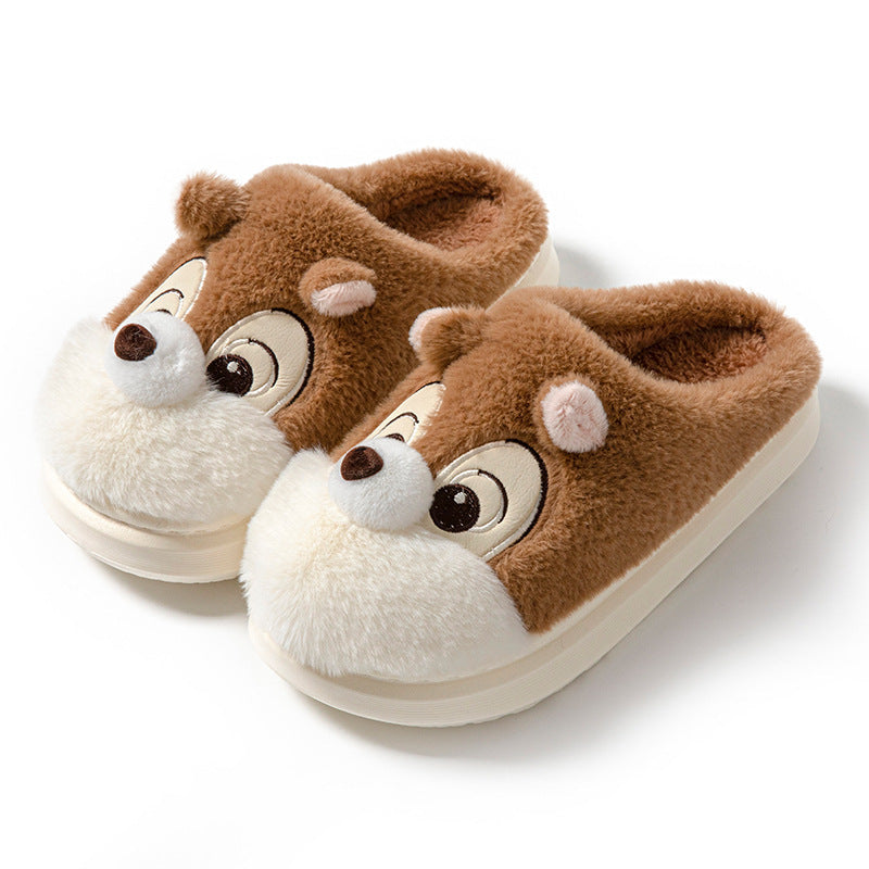 Cute Squirrel Home Decor Slippers – Cozy & Warm Indoor Comfort