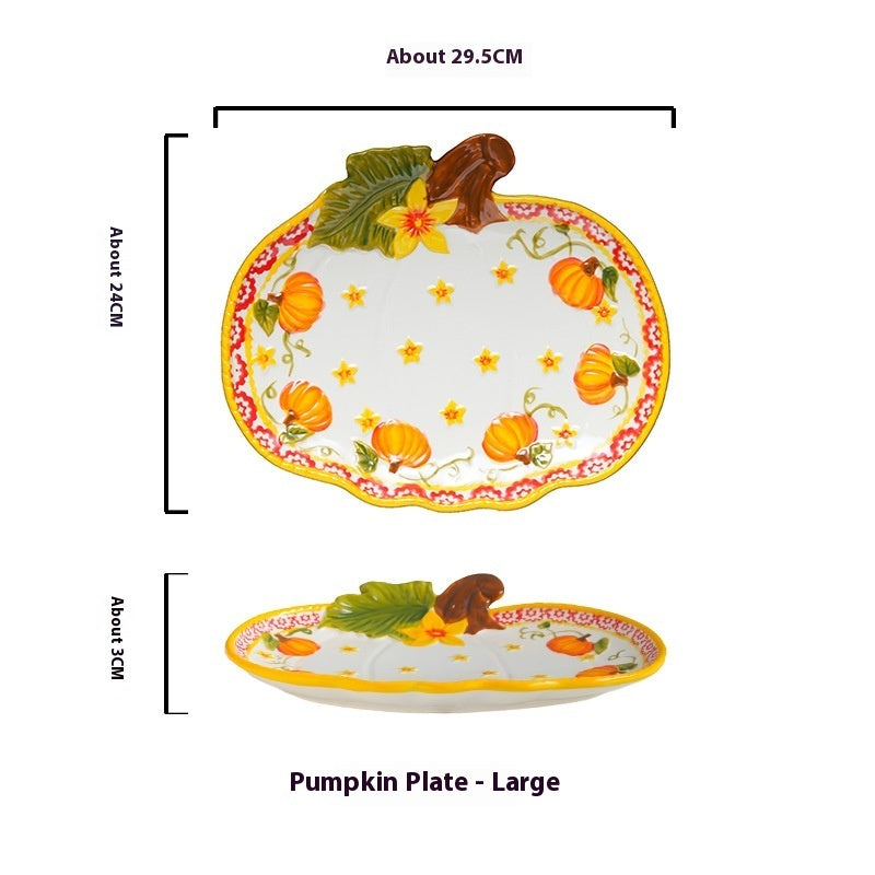 Pumpkin Bowl Tableware Suit Noodle Bowl Plate Dishes Household