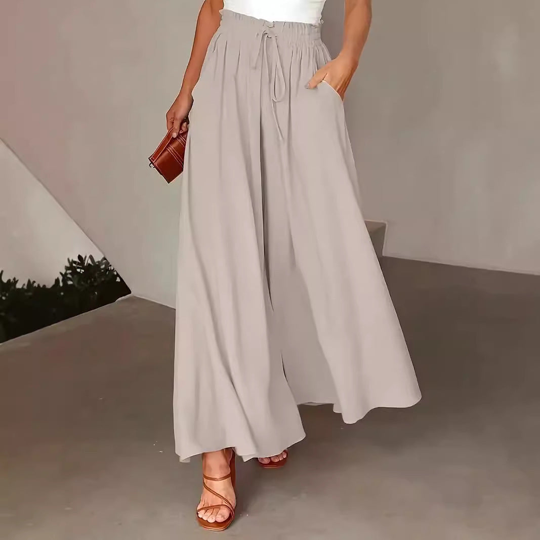 Polka Dot Print Trousers Fashion Loose Elastic Waist Wide-leg Pants