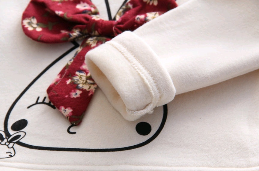 Autumn Girls Floral Bow Velvet Dress | Kids Clothing