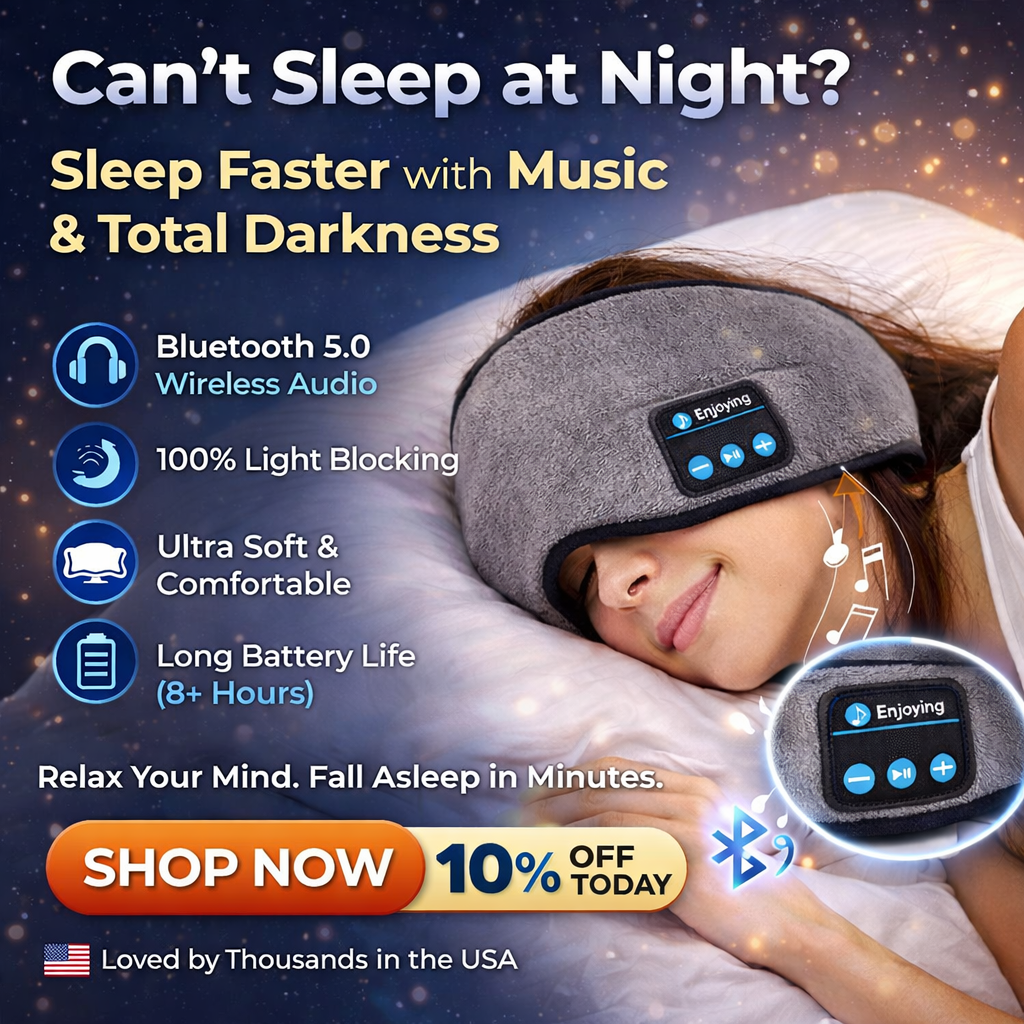 Bluetooth 5.0 Sleep Headphones Eye Mask - Wireless Music Headband