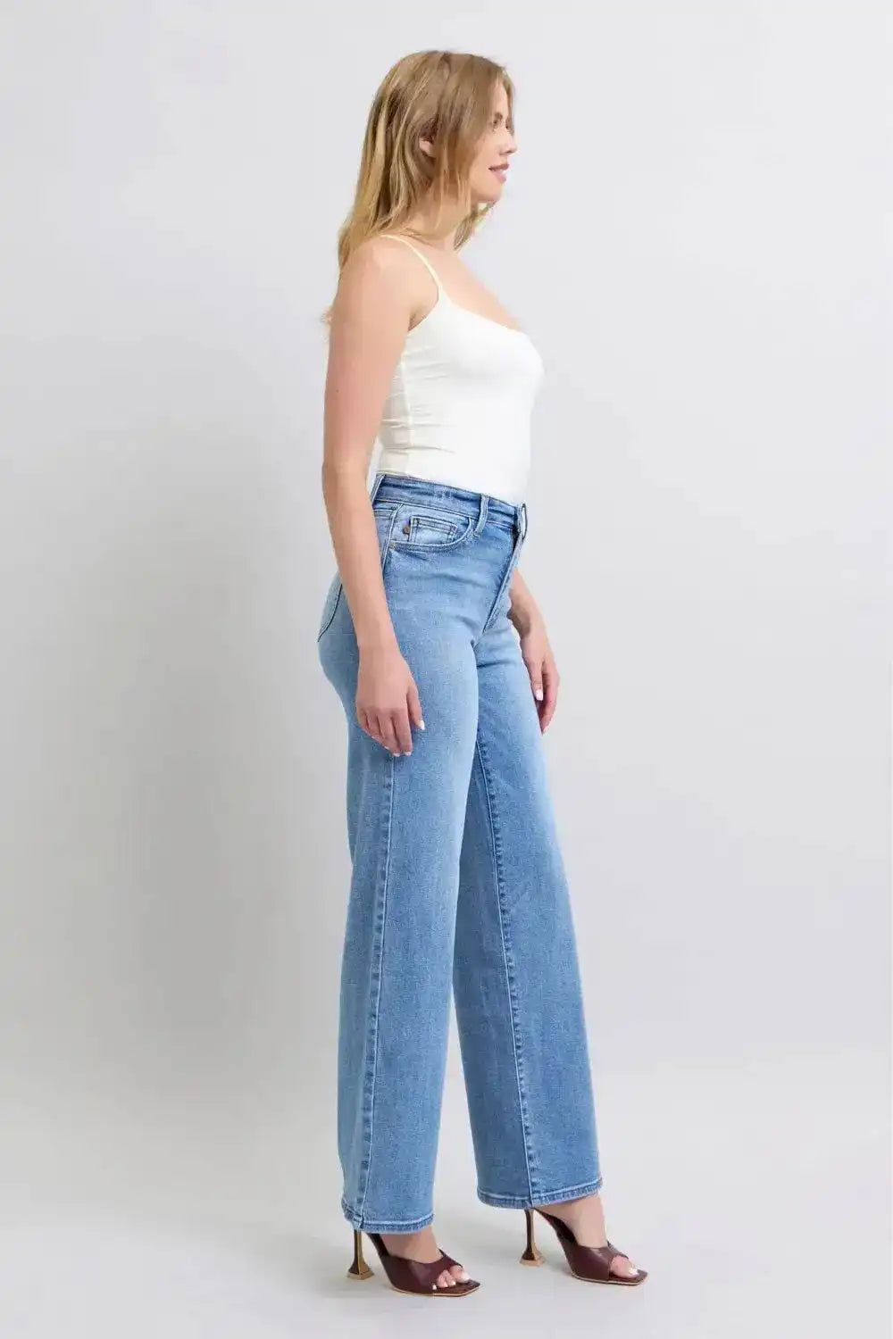 Judy Blue High Waist Vintage Wash Retro Wide Leg Denim Jeans 82625