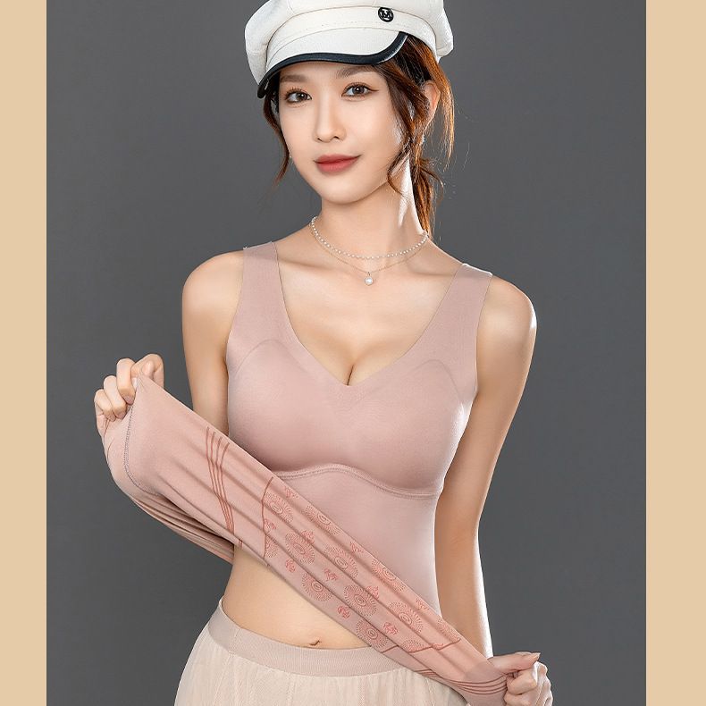 Seamless Thermal Vest Women's Self-heating Underwear With Chest Pad