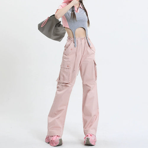 Qiyu Pink American High Waist Work Clothes Jeans for Women Autumn New