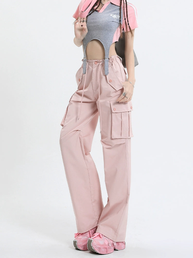 Qiyu Pink American High Waist Work Clothes Jeans for Women Autumn New