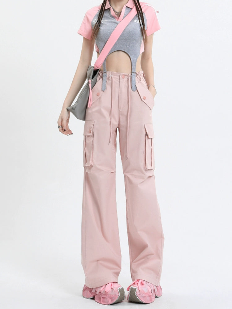 Qiyu Pink American High Waist Work Clothes Jeans for Women Autumn New