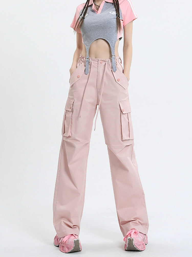 Qiyu Pink American High Waist Work Clothes Jeans for Women Autumn New