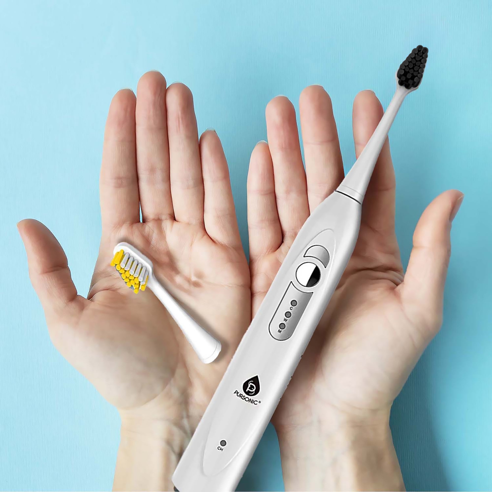 Pursonic Replacement Toothbrush Heads Charcoal Infused Bristles,