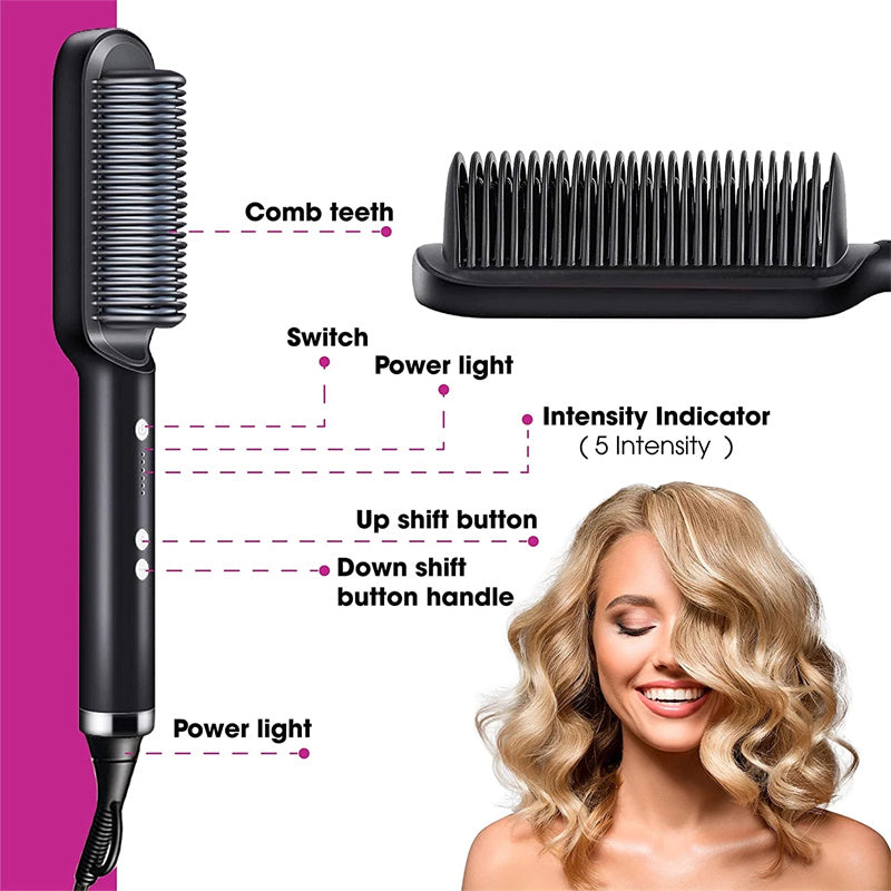 2-in-1 Ionic Hair Straightener & Curling Brush
