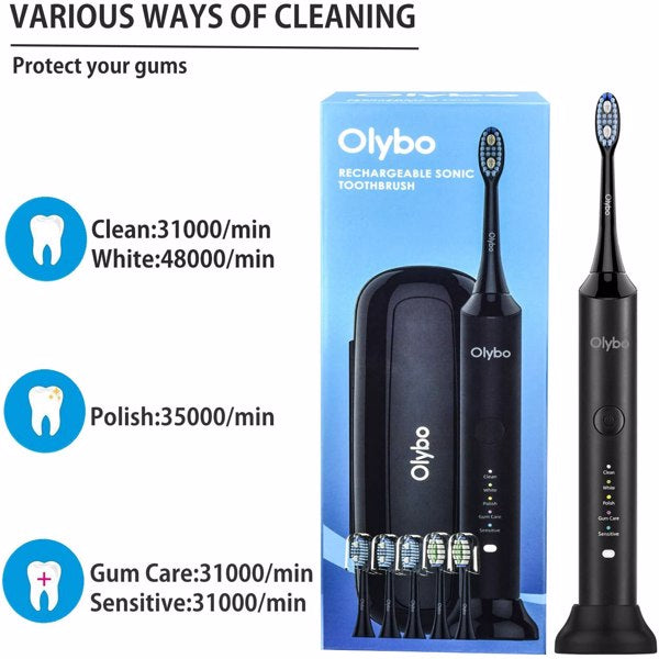 Electric Toothbrush 5 Modes with 6 Brush Heads