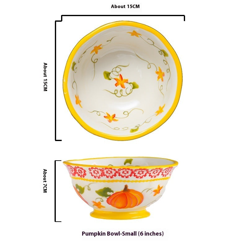 Pumpkin Bowl Tableware Suit Noodle Bowl Plate Dishes Household