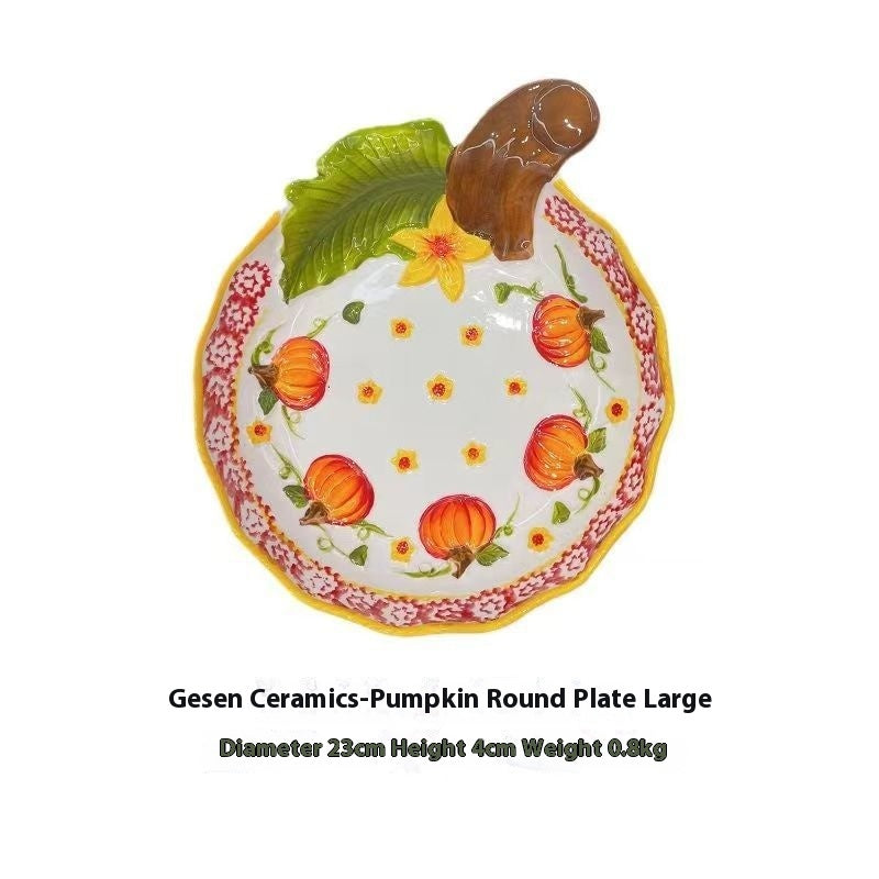 Pumpkin Bowl Tableware Suit Noodle Bowl Plate Dishes Household