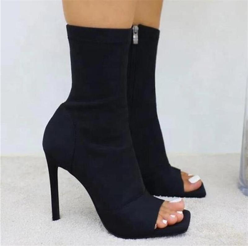 Women Boots Sexy Peep Toe Ankle Boots 2020 Woman Fashion Zip High