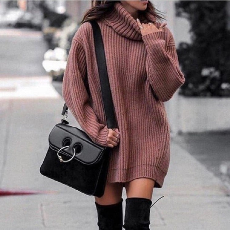 Elegant Knitted Dress Sweater for Women | Trendy Winter Outfit