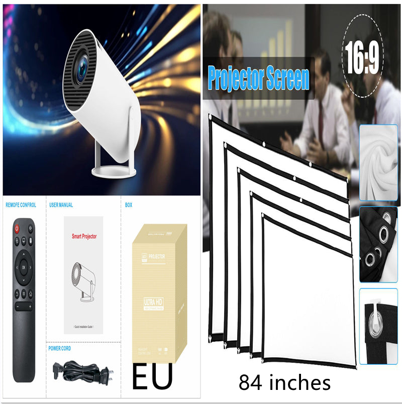 HY300 Pro Smart Projector: 180° Rotating 4K Home Theater Mini Cinema