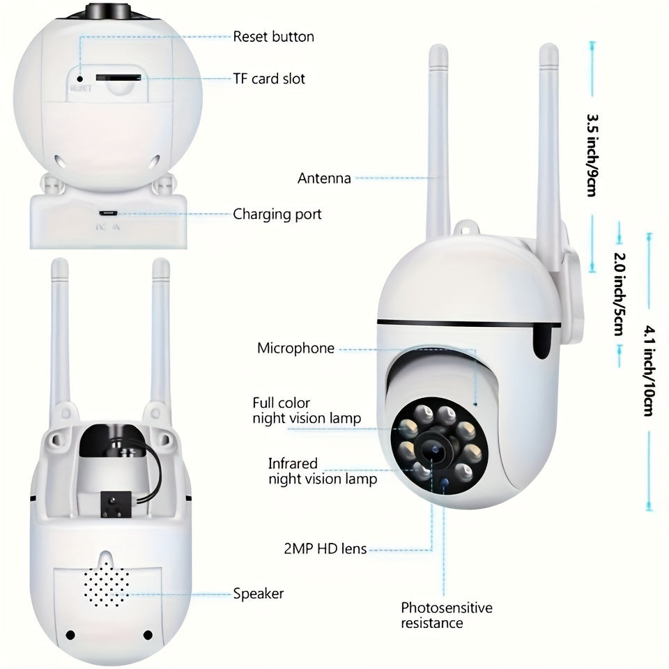 360 degree wireless outdoor security camera with night vision.