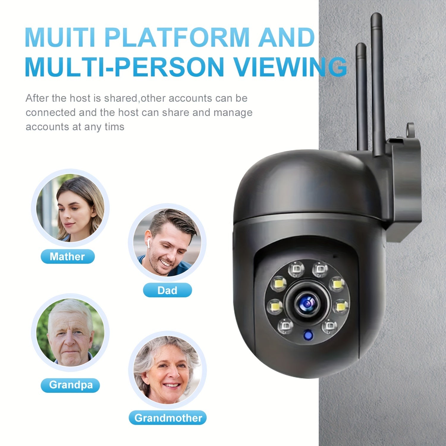 360 degree wireless outdoor security camera with night vision.