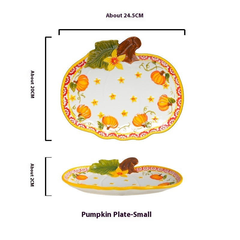 Pumpkin Bowl Tableware Suit Noodle Bowl Plate Dishes Household
