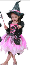 Toddler Halloween witch cosplay outfit with hat and dress