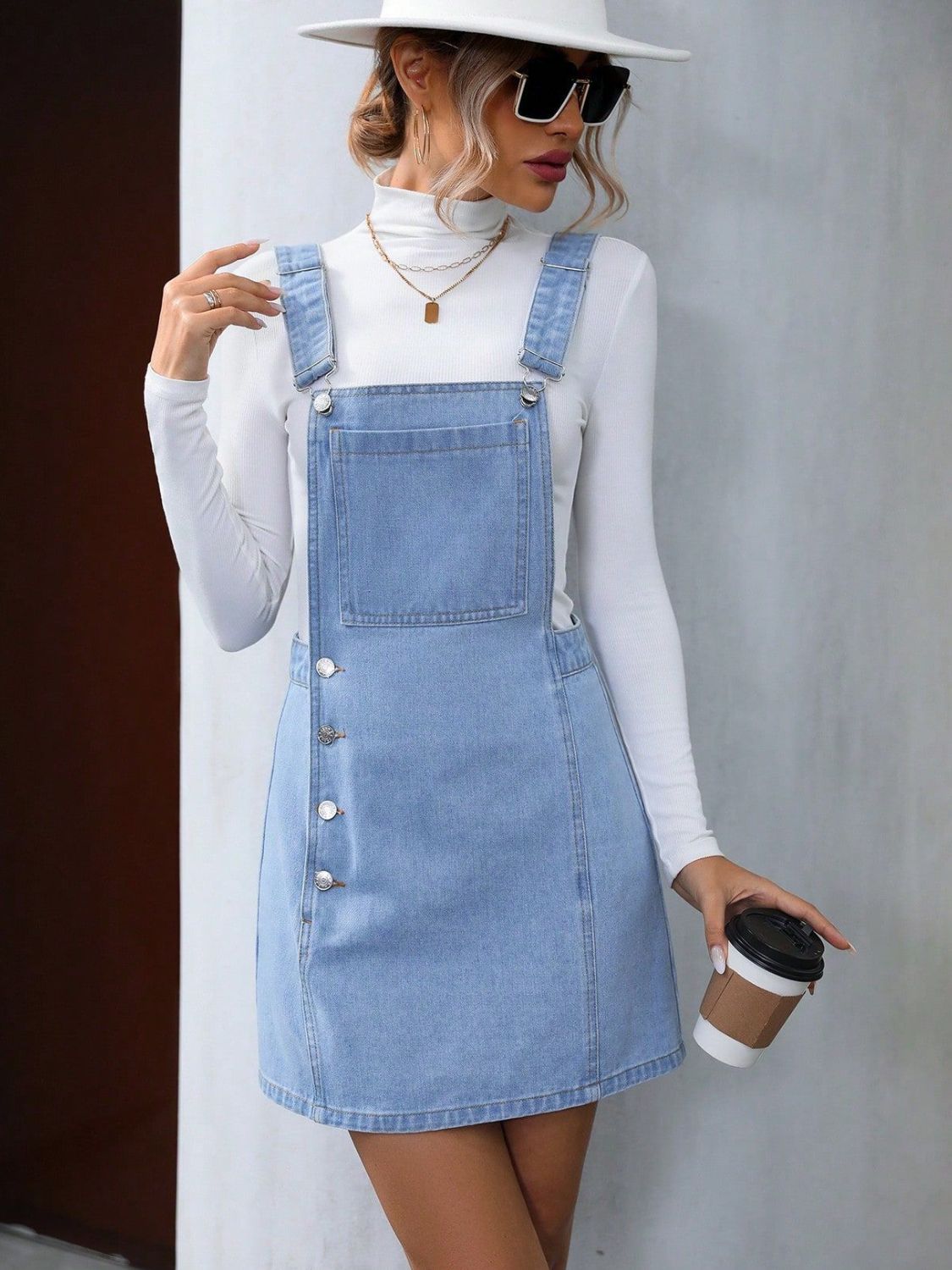 denim overall dress