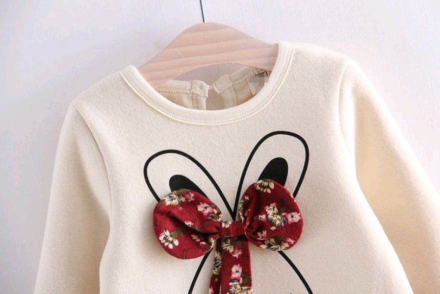 Autumn Girls Floral Bow Velvet Dress | Kids Clothing
