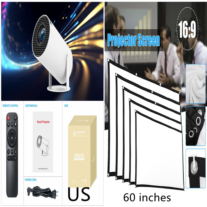 HY300 Pro Smart Projector: 180° Rotating 4K Home Theater Mini Cinema