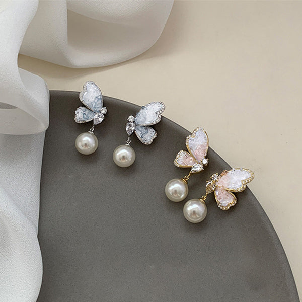 butterfly pearl earrings