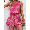 Women Summer Casual Shorts Jumpsuit Allover Print Sleeveless Tank Top