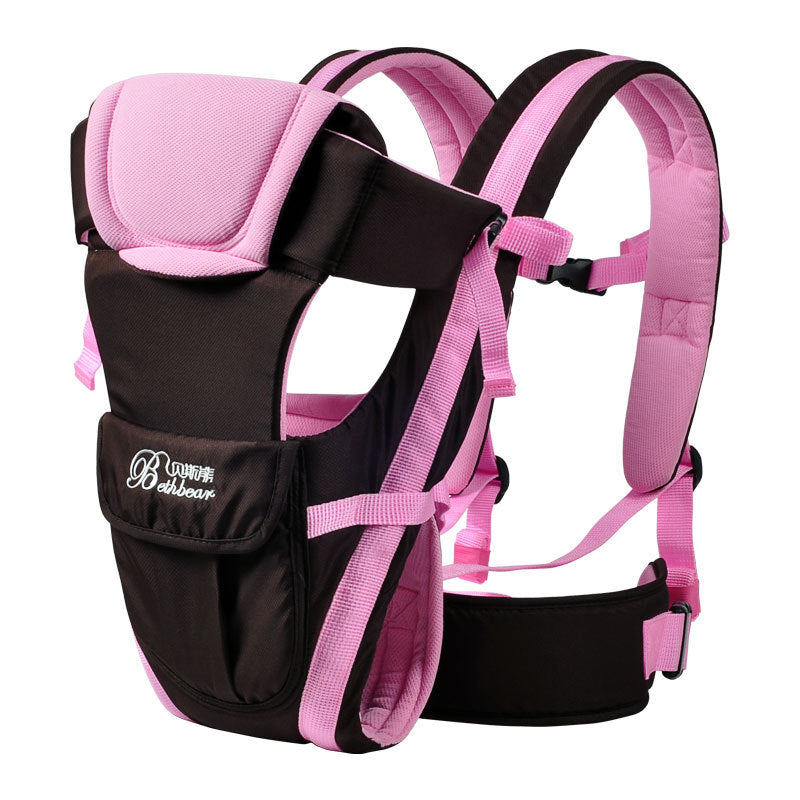 Ergonomic baby carrier with hip seat for back pain relief.