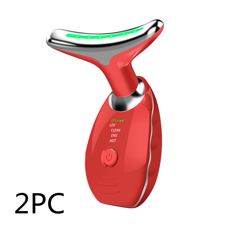 Neck Face Beauty Device Colorful LED Photon Therapy Skin Tighten Reduce Double Chin Anti Wrinkle Remove Lifting Massager