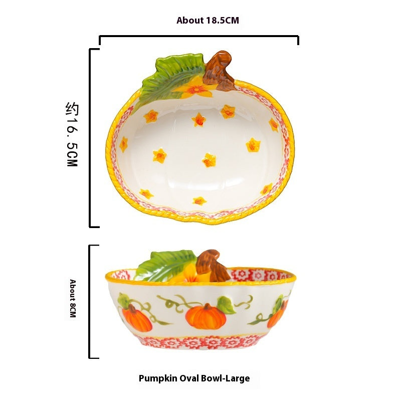 Pumpkin Bowl Tableware Suit Noodle Bowl Plate Dishes Household