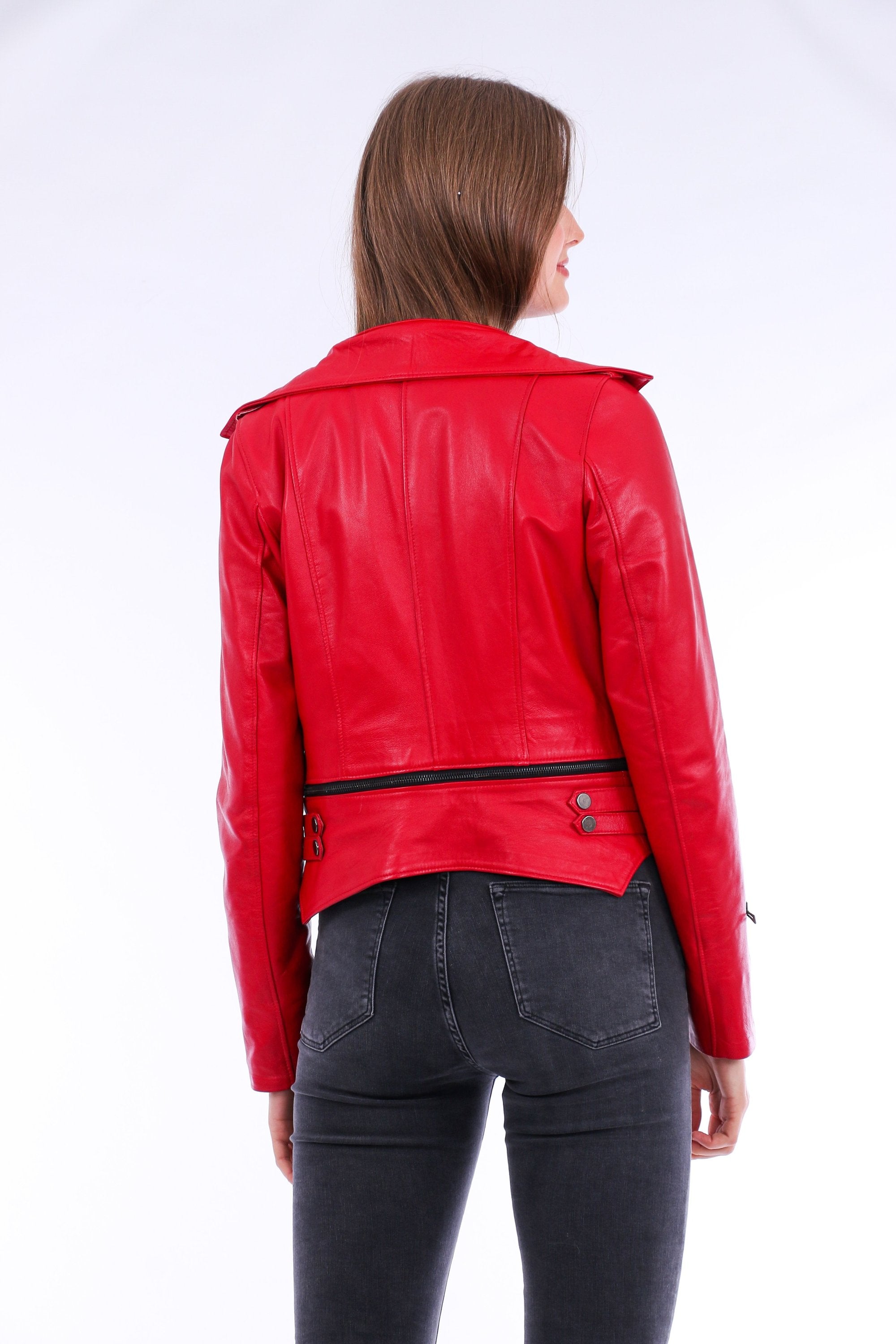 Buttagi Leather Biker Jacket - Red