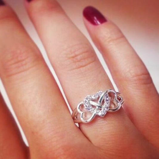 Women's Micro-inlaid Love Heart-shaped Ring