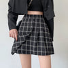 High Waist Slim Fashion Casual Plaid Pleated Skirt