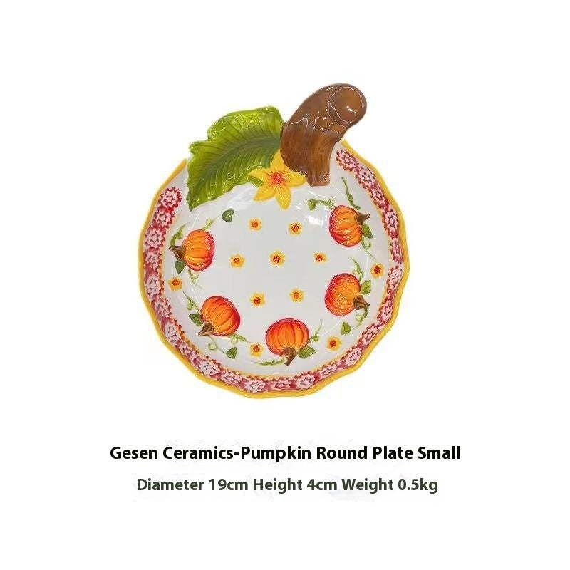 Pumpkin Bowl Tableware Suit Noodle Bowl Plate Dishes Household