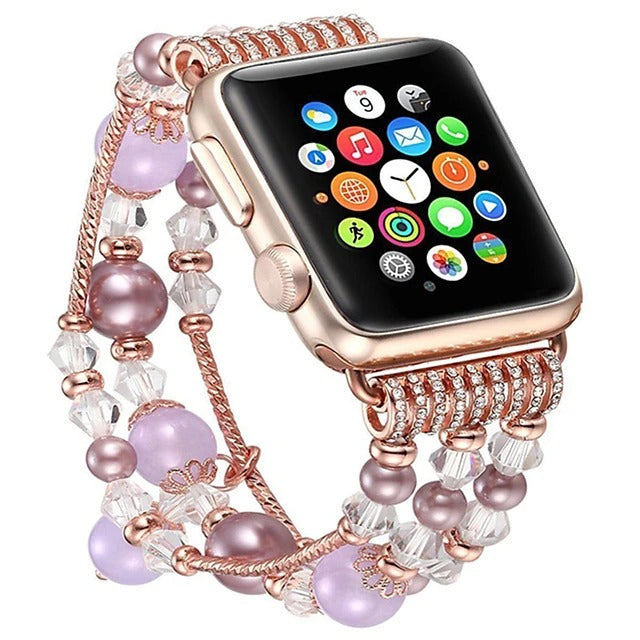 Women Agate Beads Strap Bracelet For Apple Watch All Series