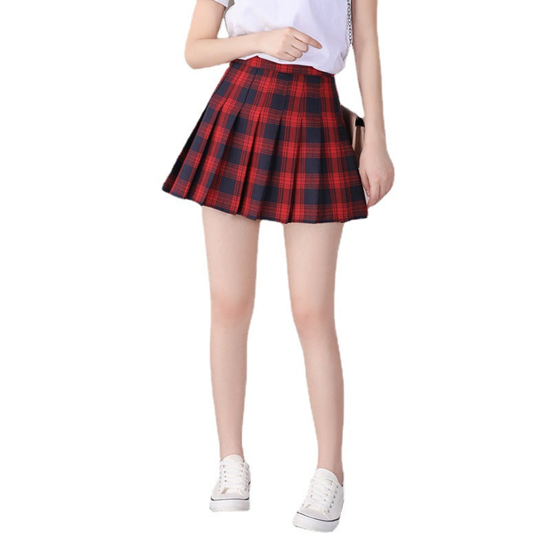 Women's Spring And Summer Plaid High Waist Skirt